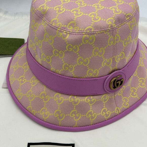 Women's Gucci GG canvas/leather bucket, hat, size XL made in Italy - Picture 3 of 12